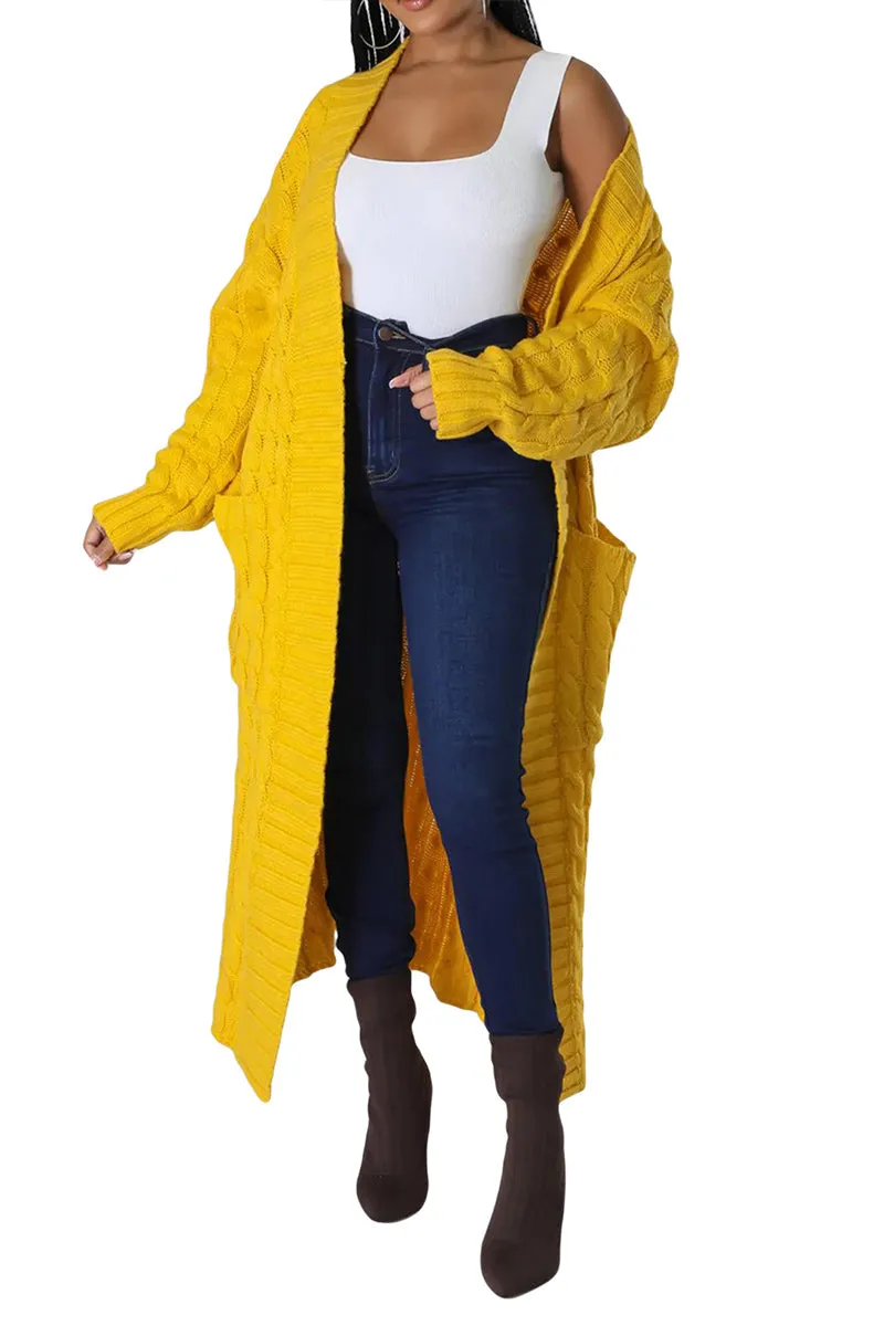 CR3389 Knitted Maxi Cardigan Outerwear