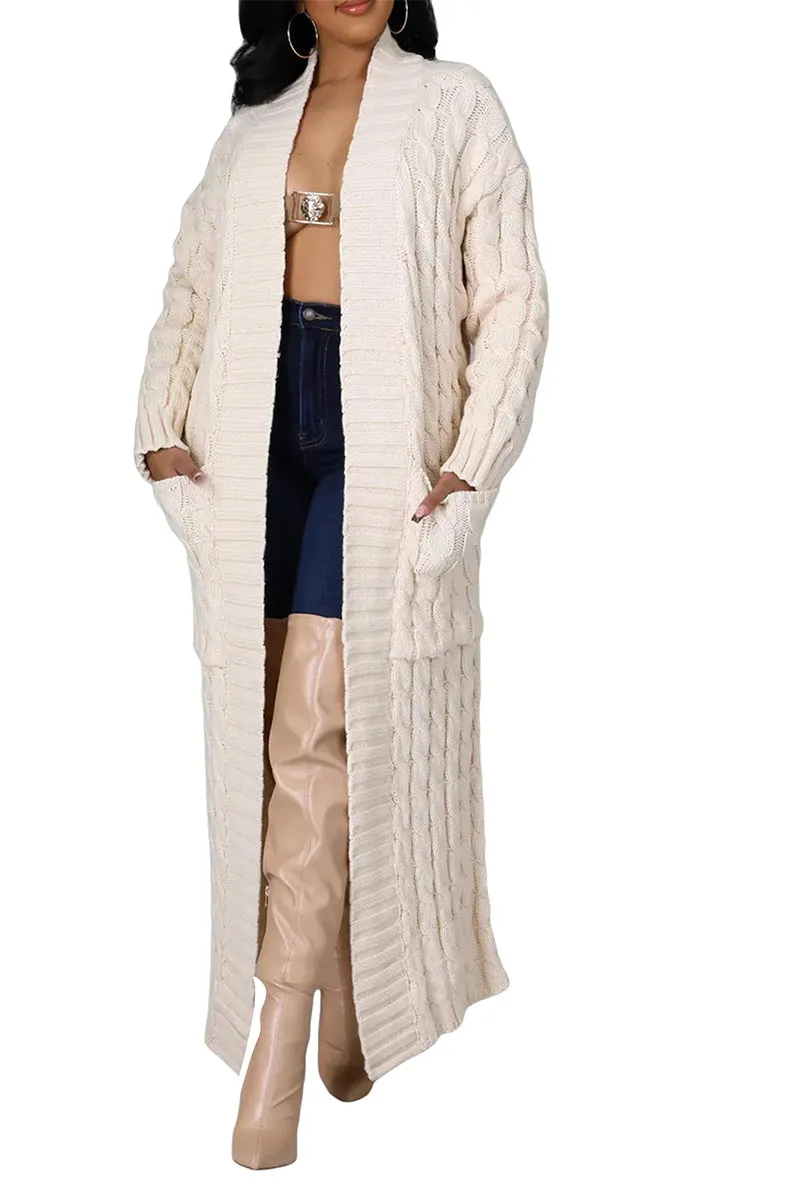 CR3389 Knitted Maxi Cardigan Outerwear