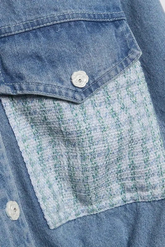 CZ695 Patchwork Cotton Denim Jacket
