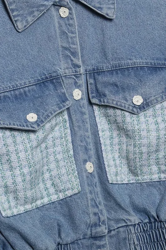 CZ695 Patchwork Cotton Denim Jacket
