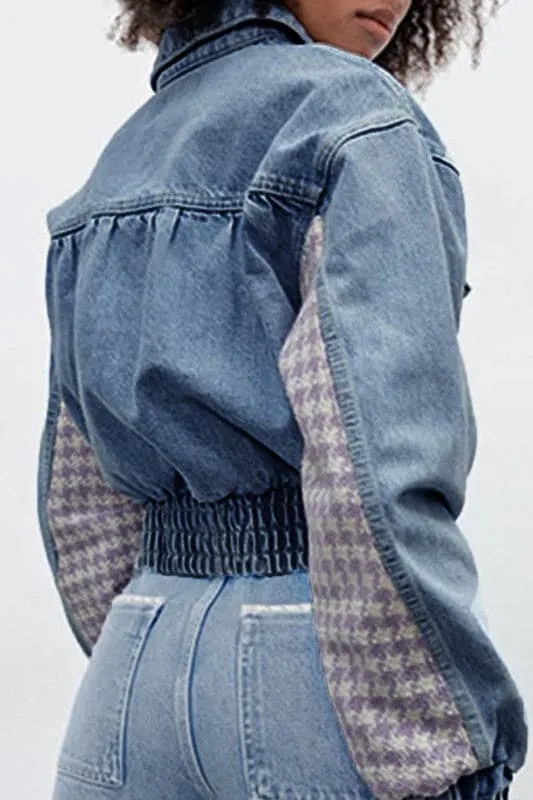CZ695 Patchwork Cotton Denim Jacket