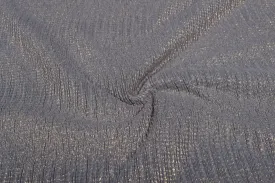 Daisy Blue With Golden Foil Foil Printed Crushed Knit Fabric