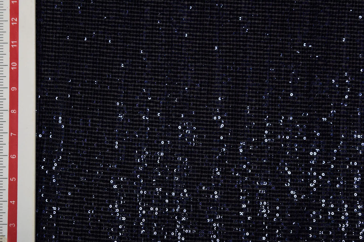Dark Blue Sequin Work Pleated Net Fabric
