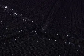 Dark Blue Sequin Work Pleated Net Fabric