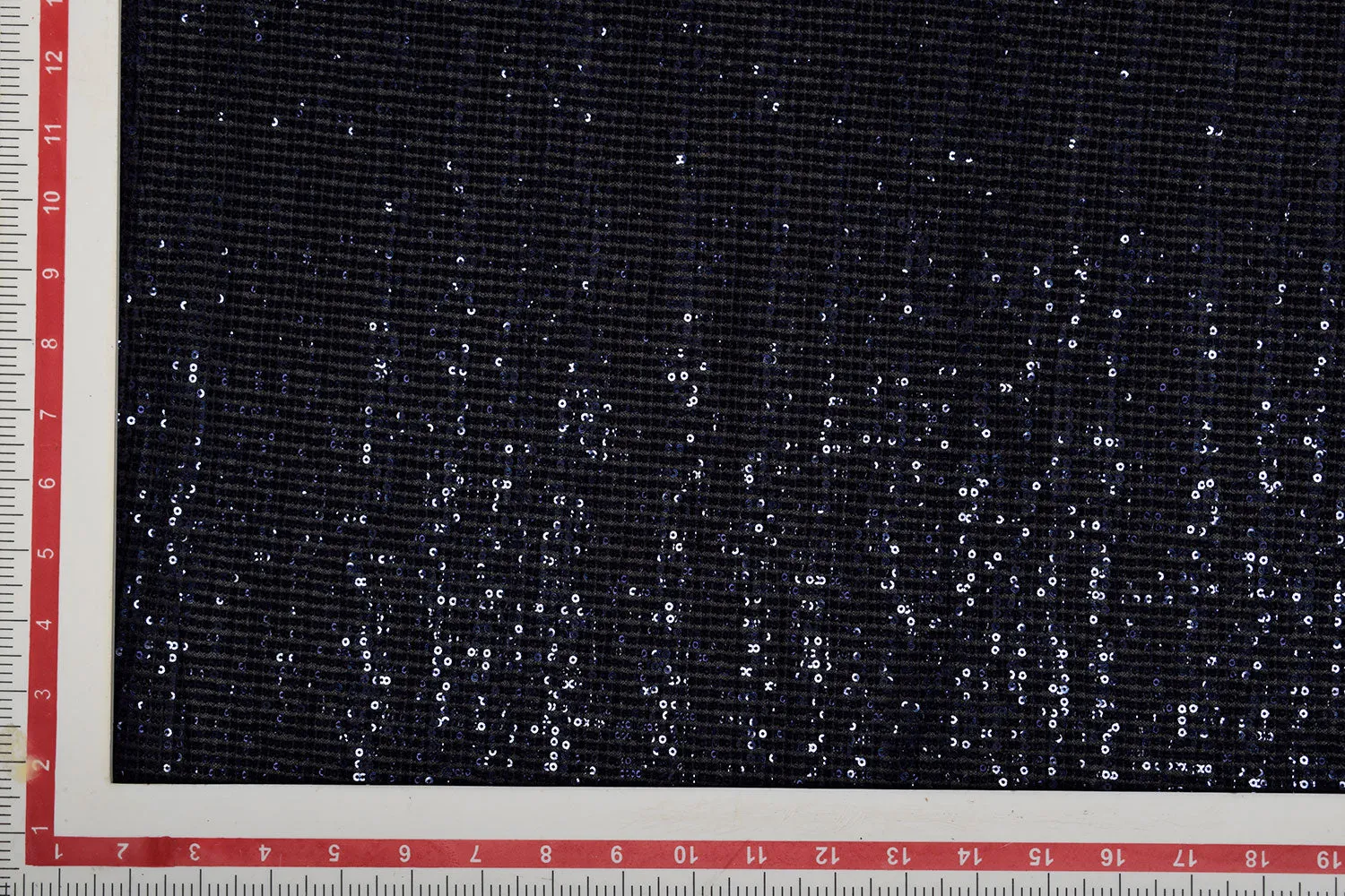 Dark Blue Sequin Work Pleated Net Fabric