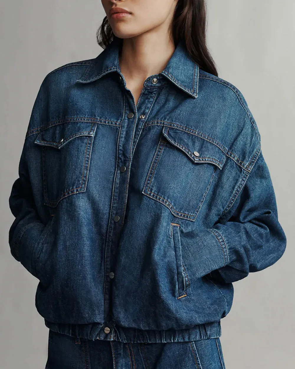 Denim Bubble Jacket in Dark Wash