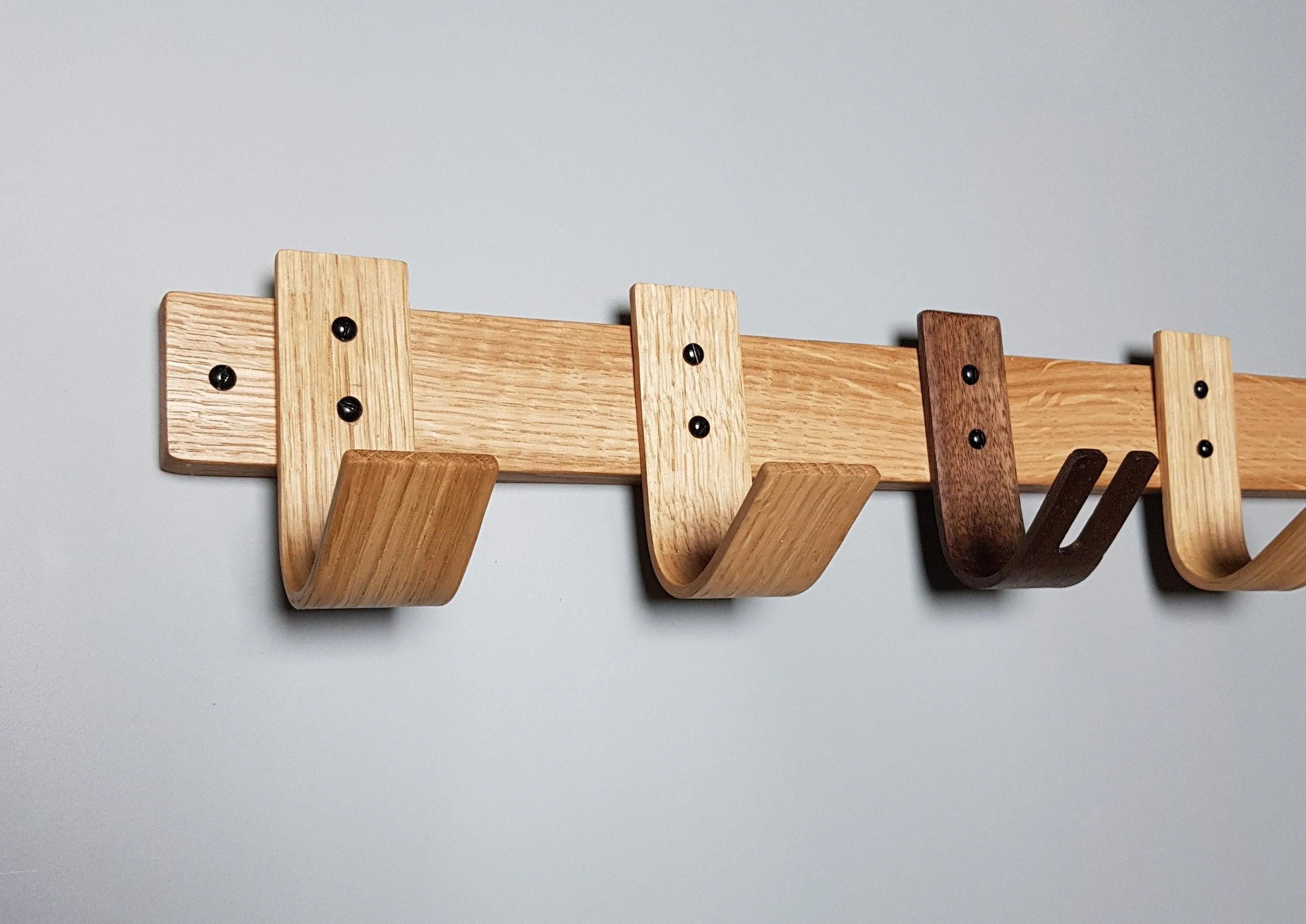 Designer Coat Rack with Key storage Oak and Walnut