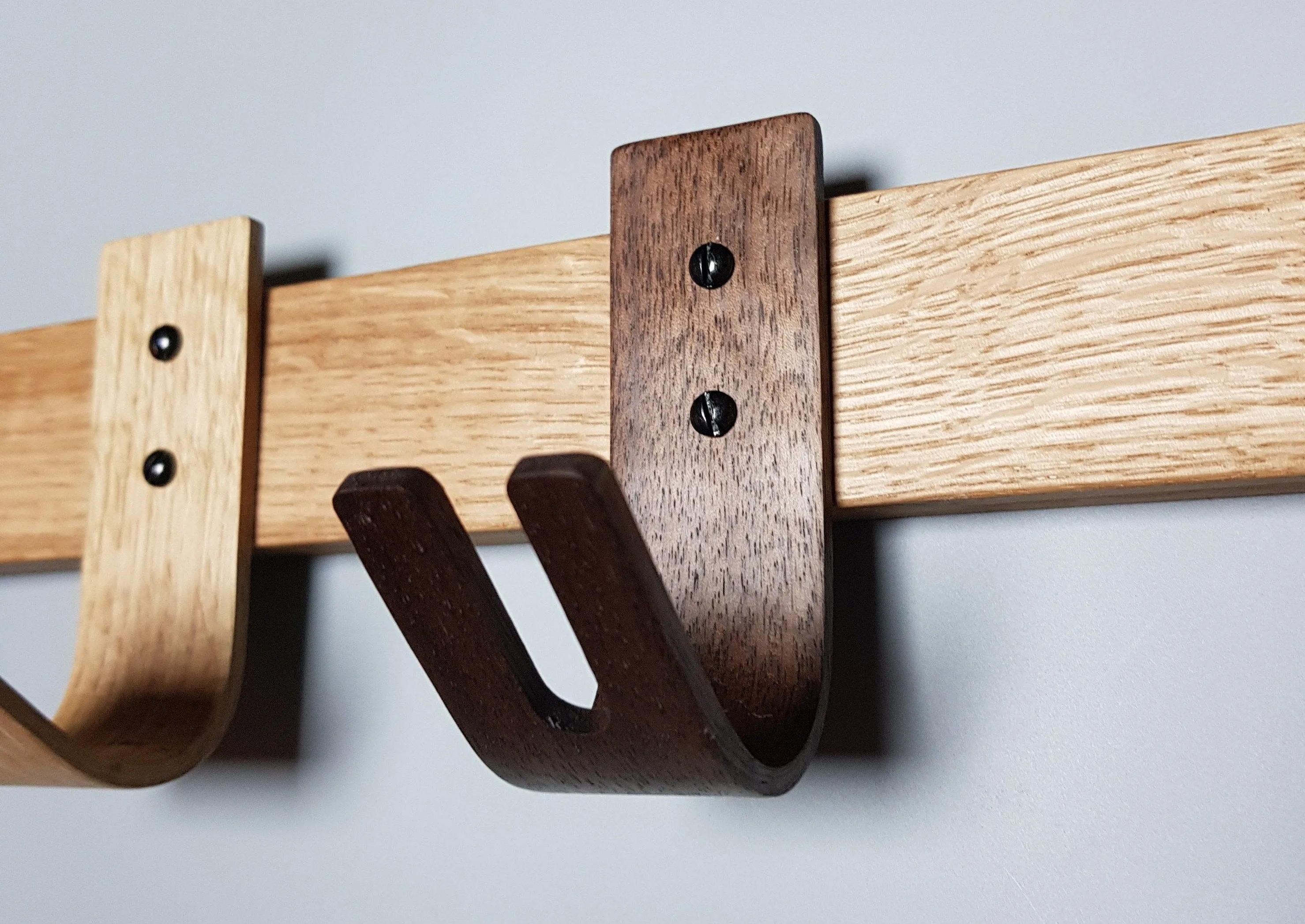Designer Coat Rack with Key storage Oak and Walnut