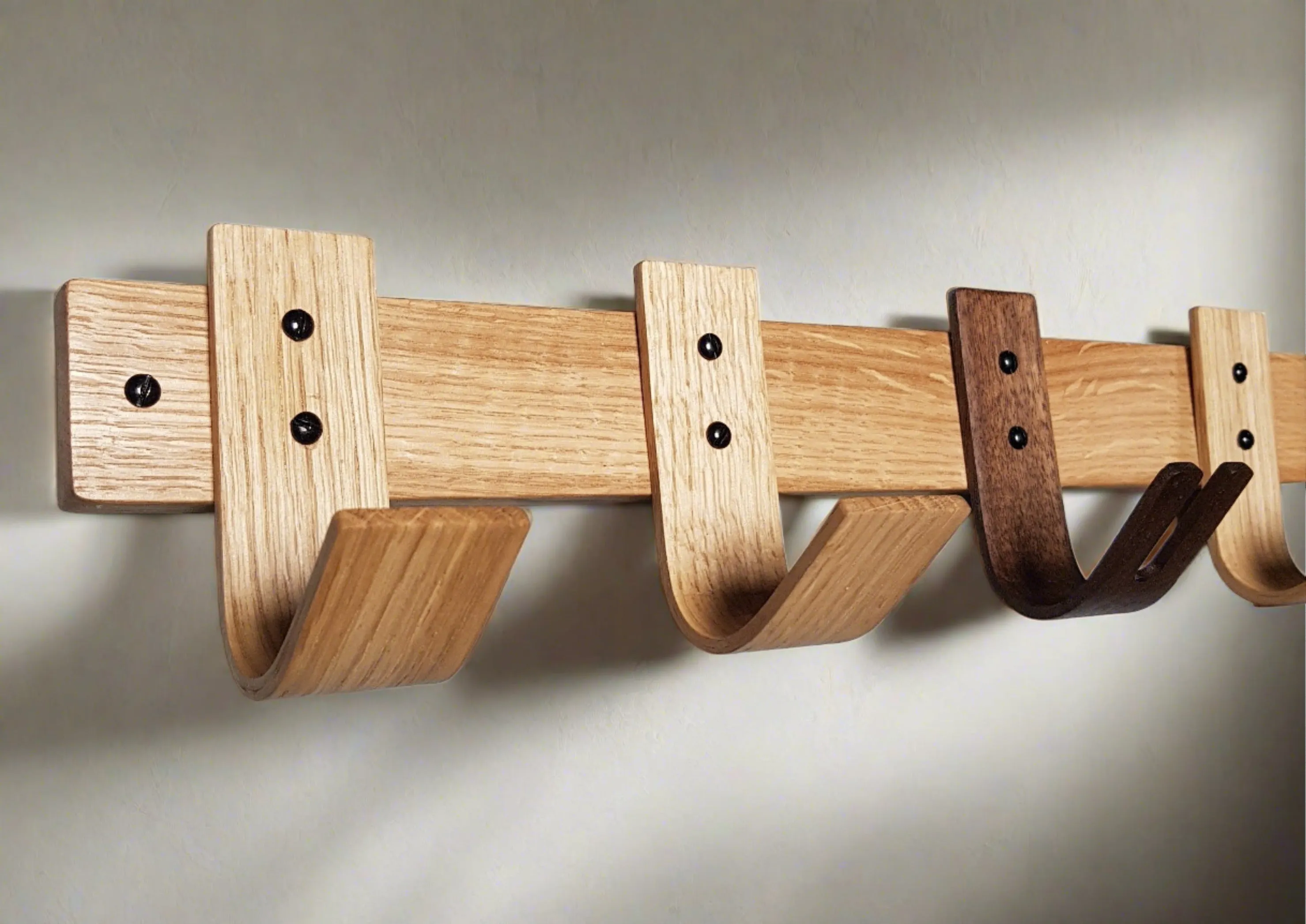 Designer Coat Rack with Key storage Oak and Walnut