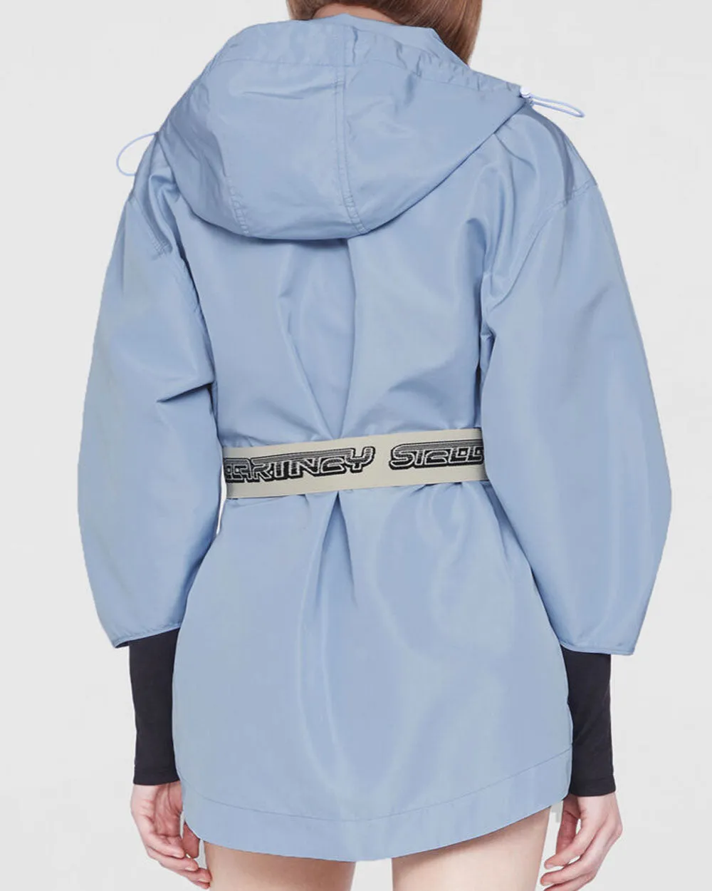 Dusty Blue Hooded Belt Jacket