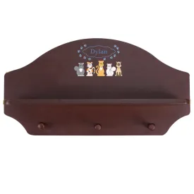 Espresso 3 Peg Wall Shelf - Blue Cats