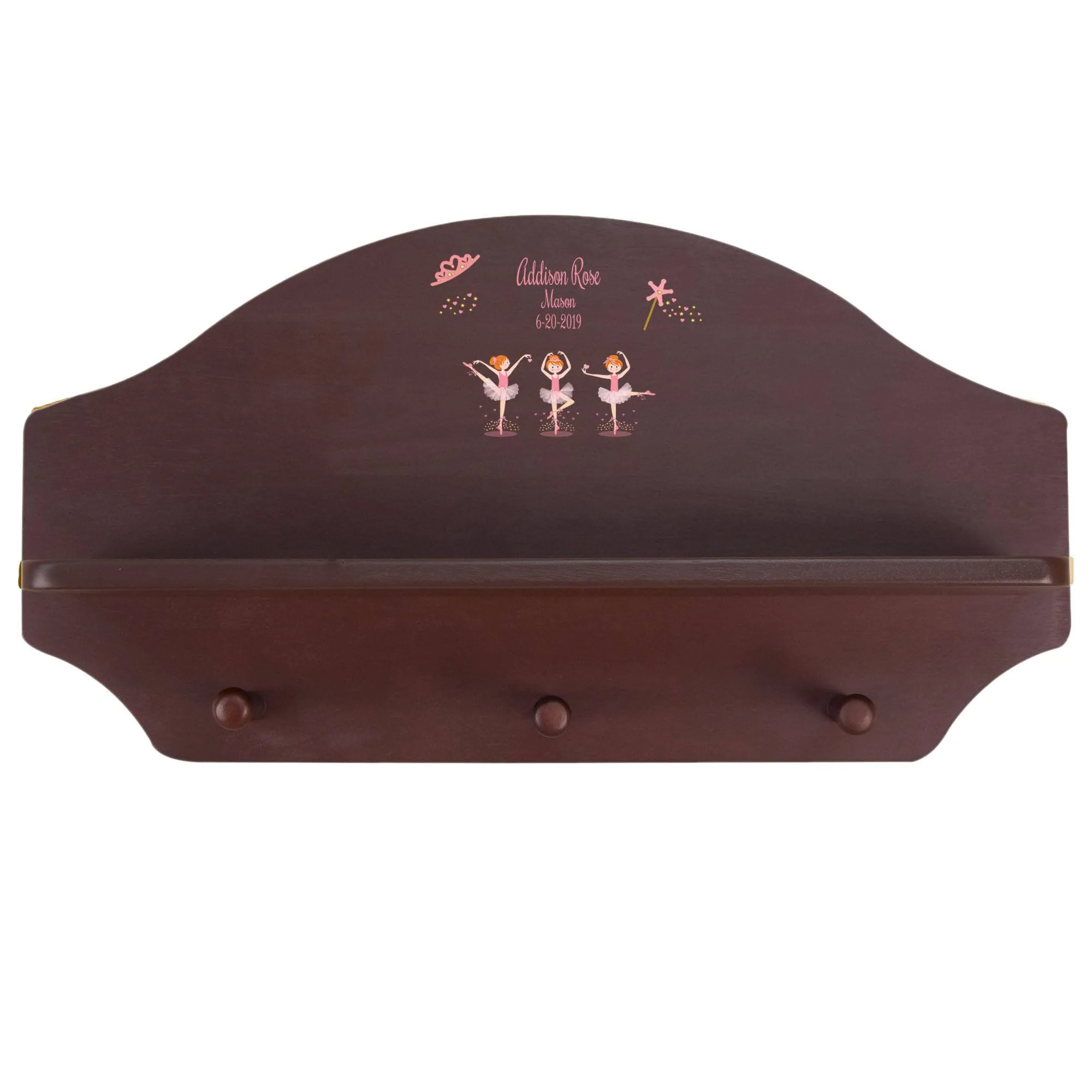 Espresso 3 Peg Wall Shelf - Red Hair Ballerina