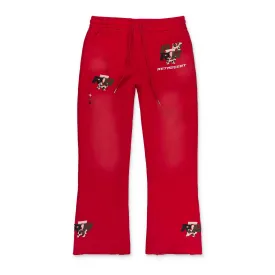 EXCLUSIVE PATCH FLARE RED SWEATPANTS
