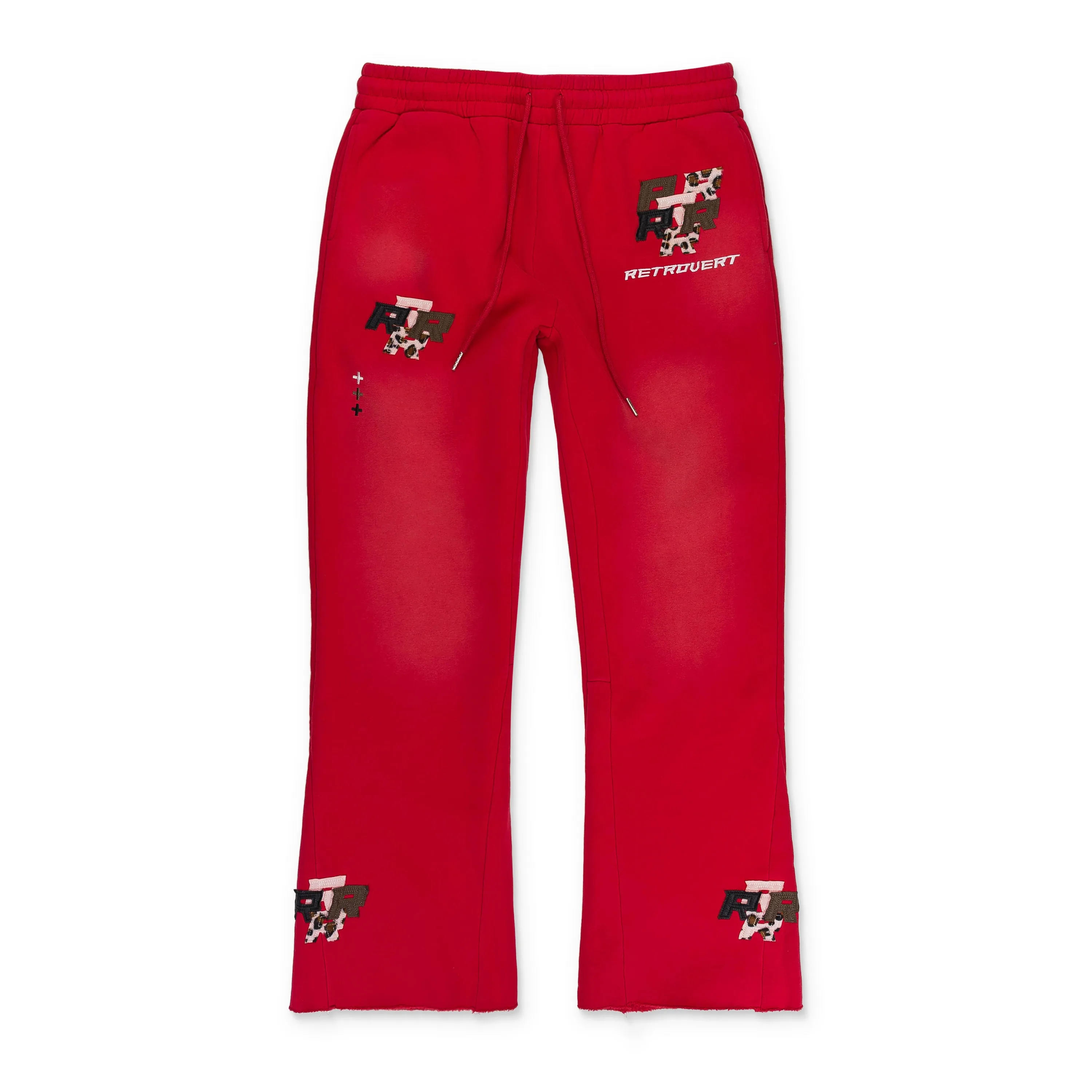 EXCLUSIVE PATCH FLARE RED SWEATPANTS