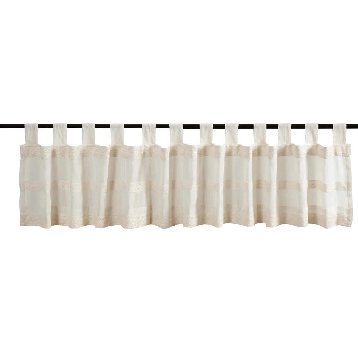 Farmhouse Valance 16x90 Quinn Creme Tab Top Solid Color Creme Window Curtain VHC Brands