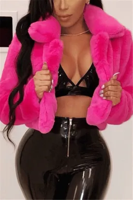 Fashion Casual Solid Color Fluffy Coats