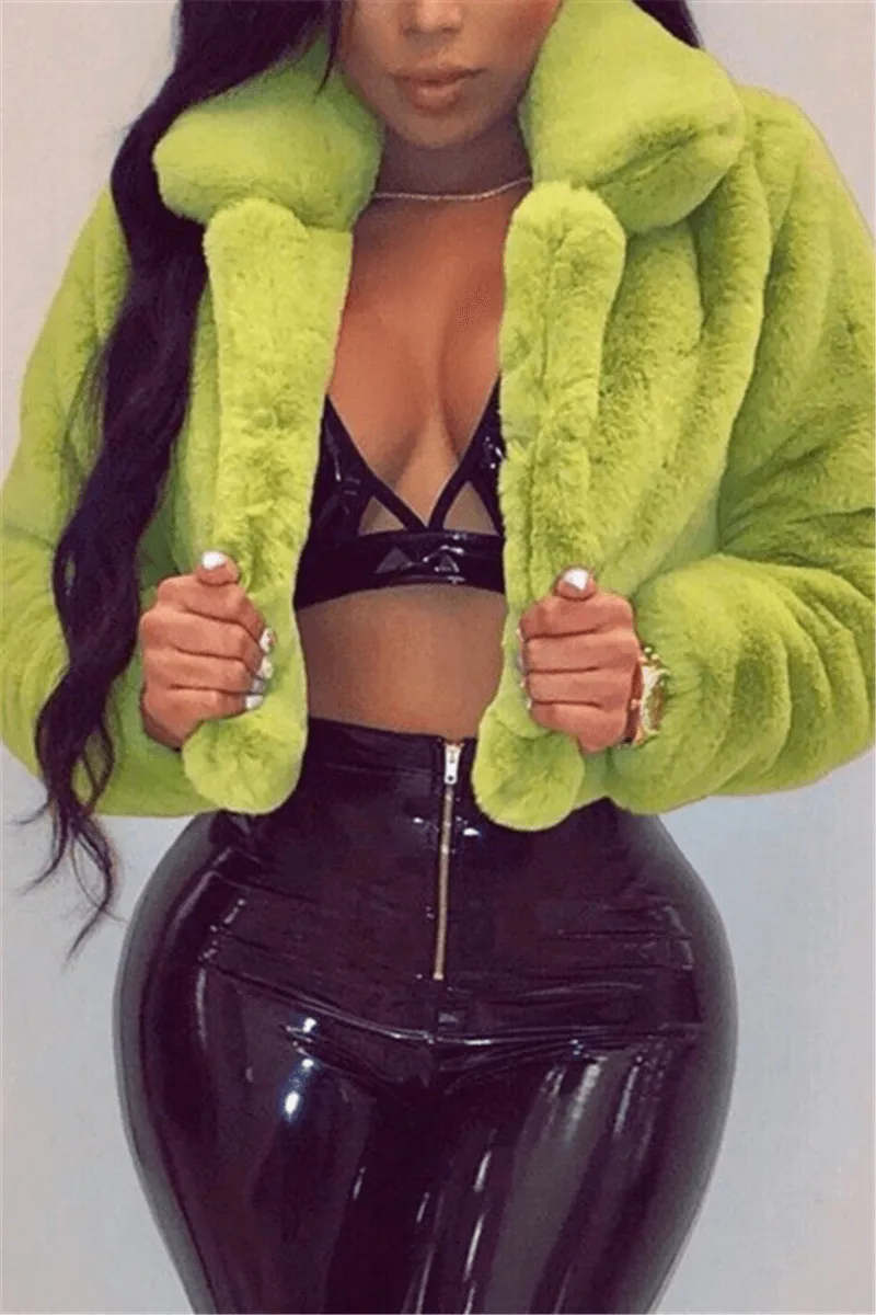 Fashion Casual Solid Color Fluffy Coats