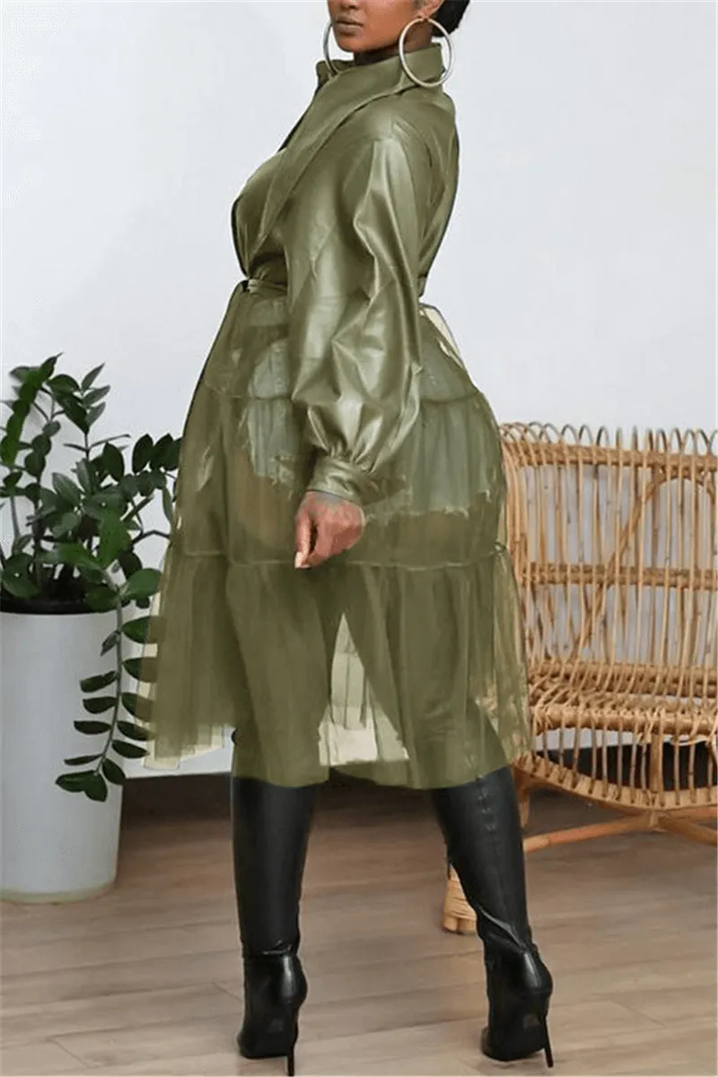 Fashion Casual Tulle Patchwork Fur Coats