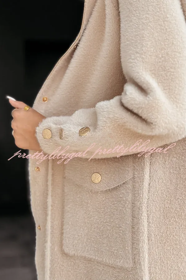 Fashion Drawstring Waistband Hooded Zipper Pocket Loose Coat