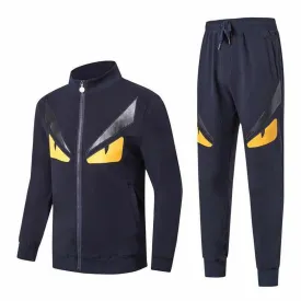 Fen Roma Front Design Navy Blue and Yellow Tracksuits