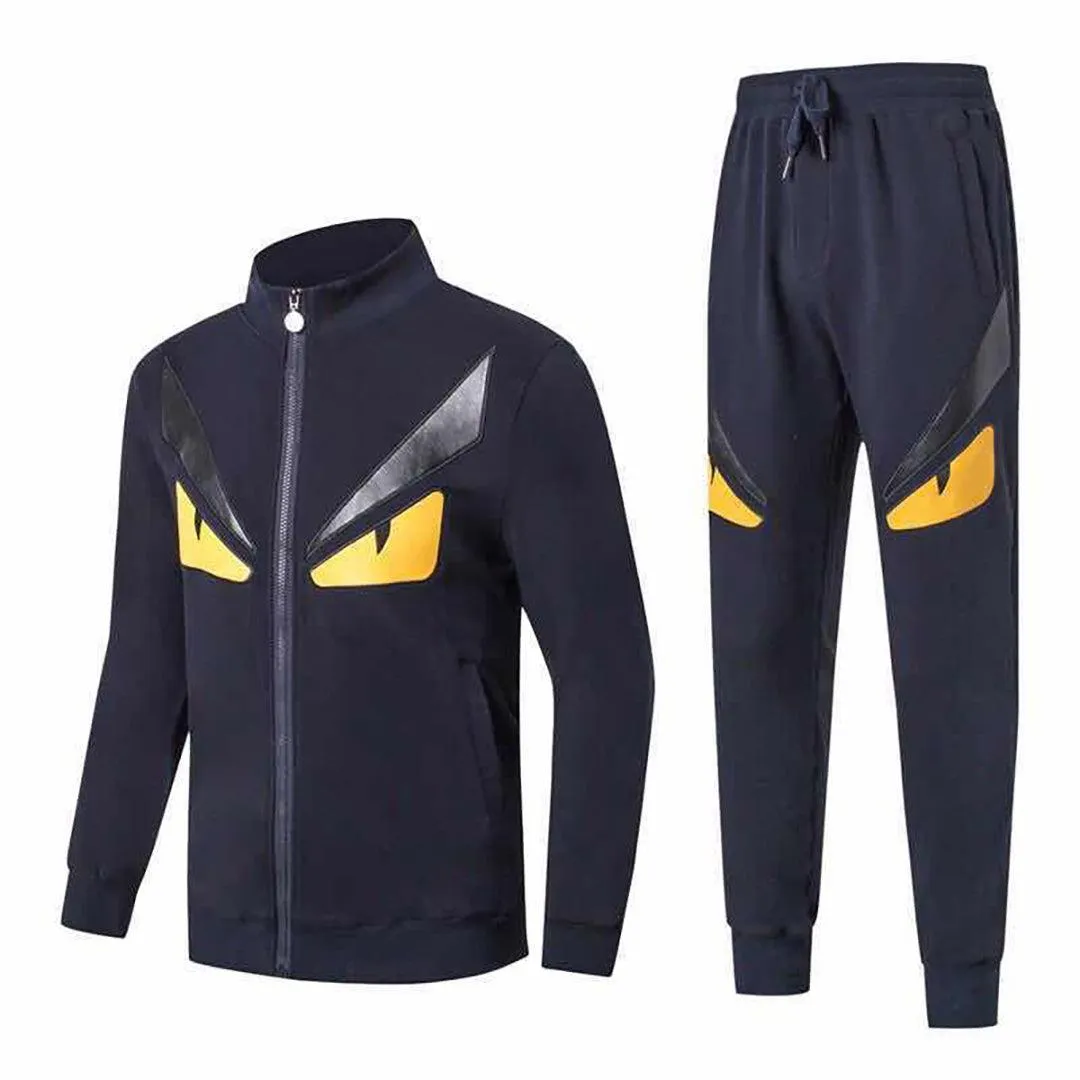 Fen Roma Front Design Navy Blue and Yellow Tracksuits