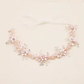 Floral Bridal Belt,Wedding Belt,Girl Sash,Beaded Leaves Sashes, Rose Gold Bridal Belt, SA0025