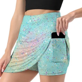 Green Splash A-Line Skirt with Pocket Light proof trouser skirt