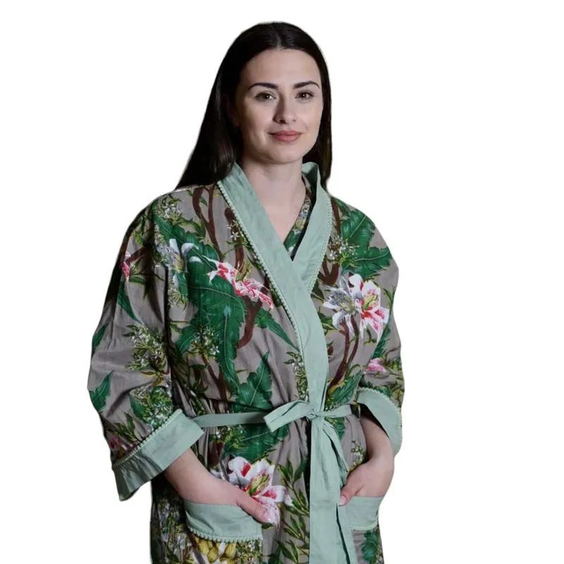 Grey Stargazer Lily Dressing Gown