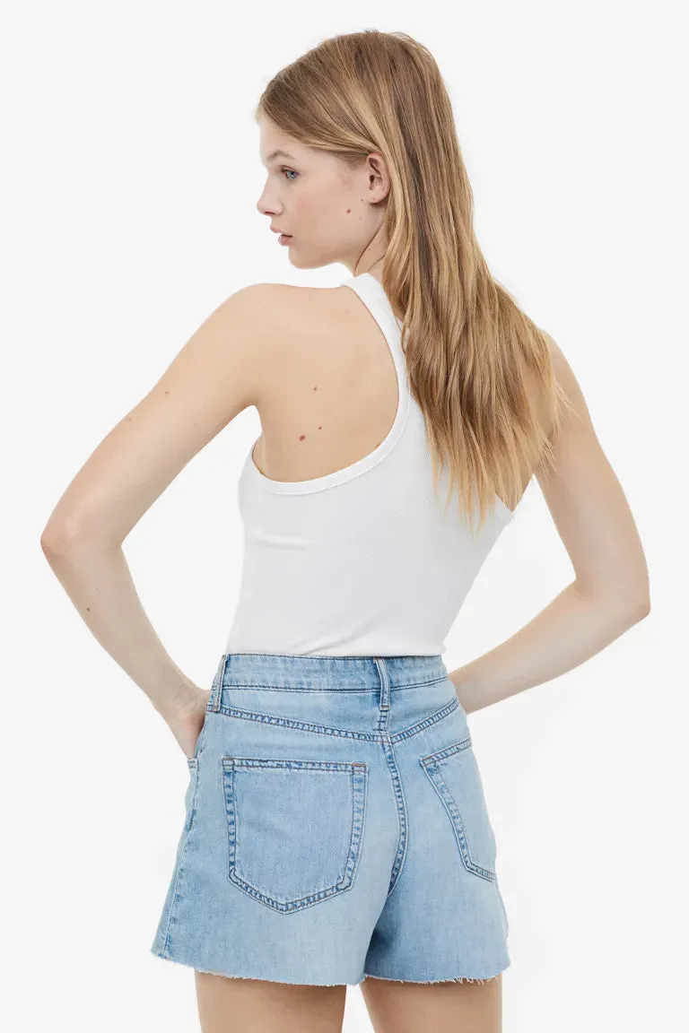 H&M high denim shorts, light blue denim