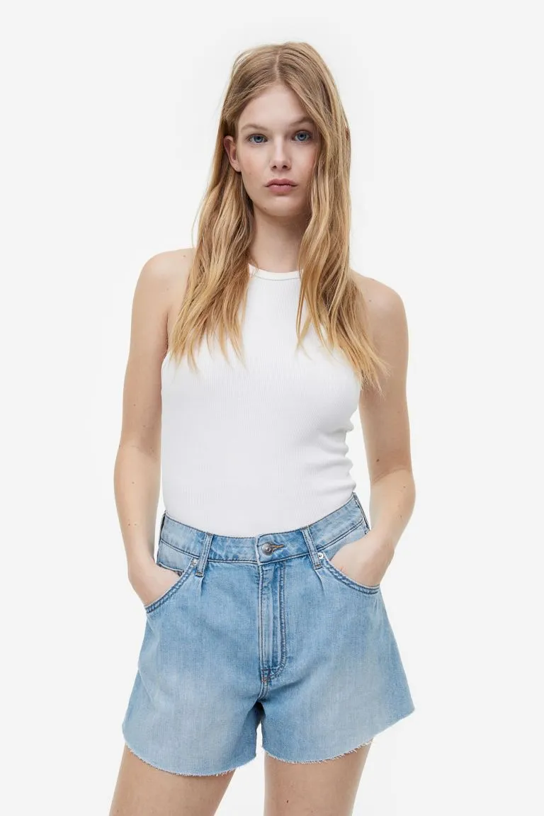 H&M high denim shorts, light blue denim
