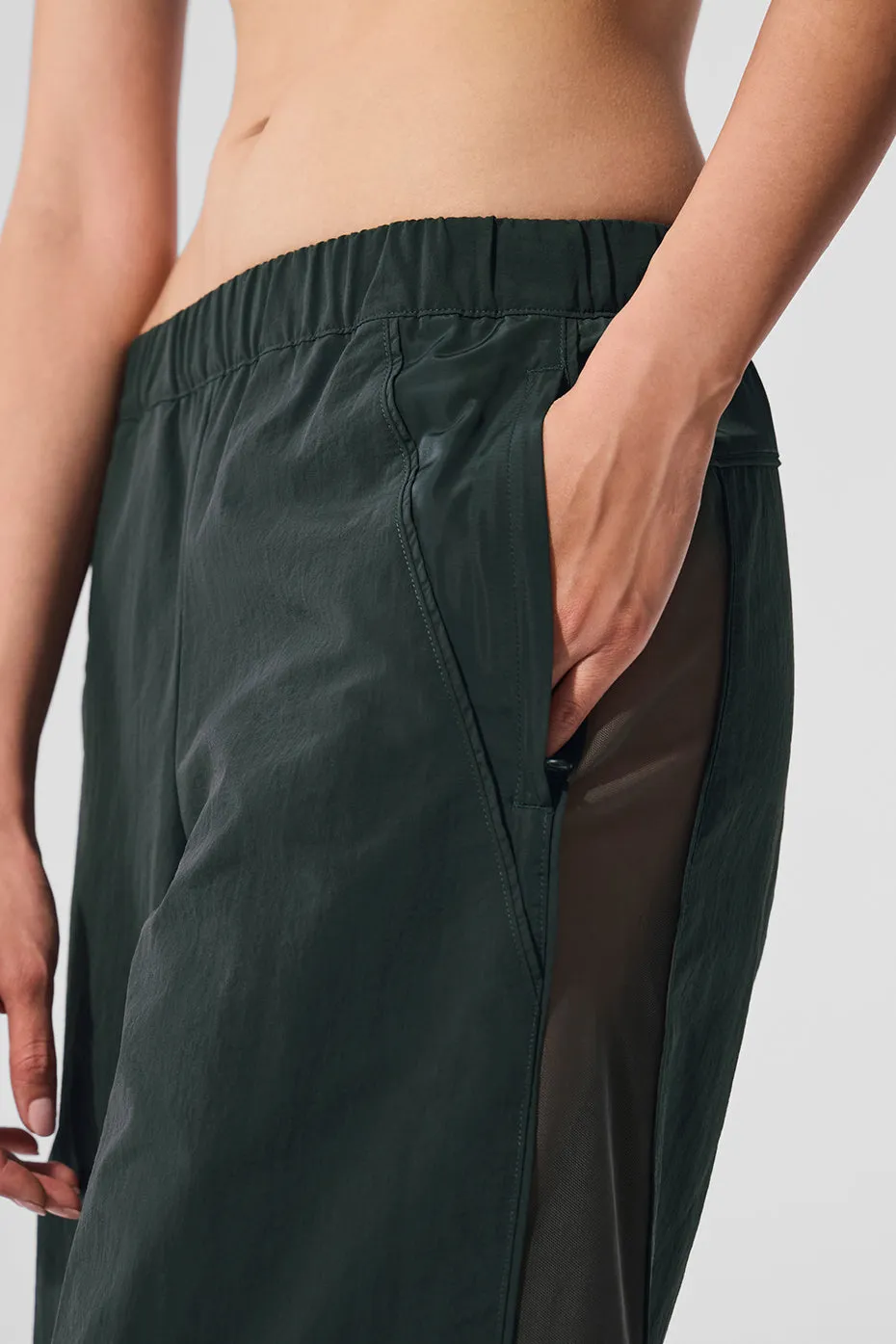 High-Waist Origin Wide Leg Track Pant - Charcoal Green