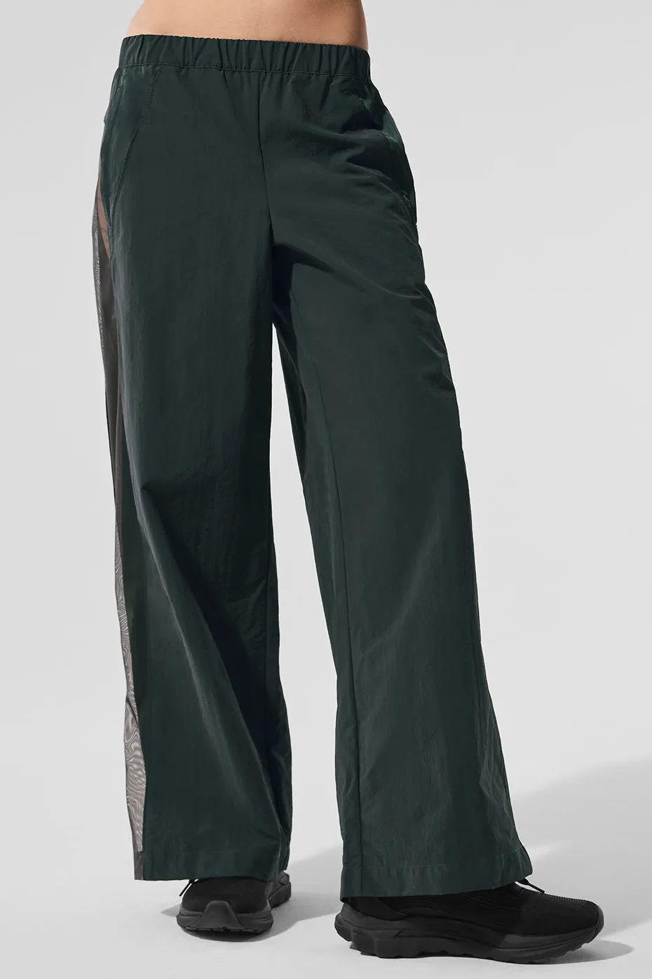 High-Waist Origin Wide Leg Track Pant - Charcoal Green