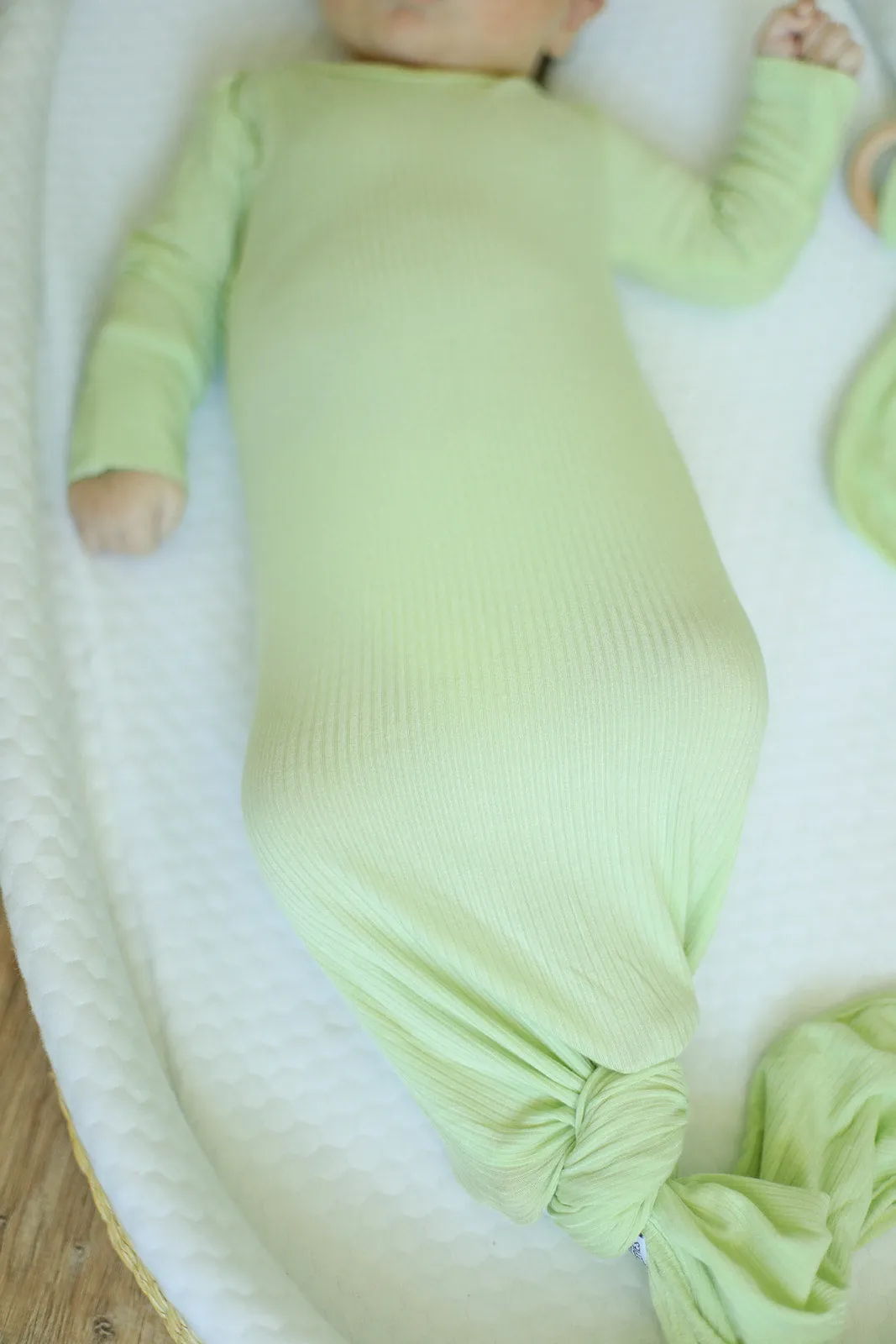 Keylime Ribbed Solid Bamboo Knotted Gown