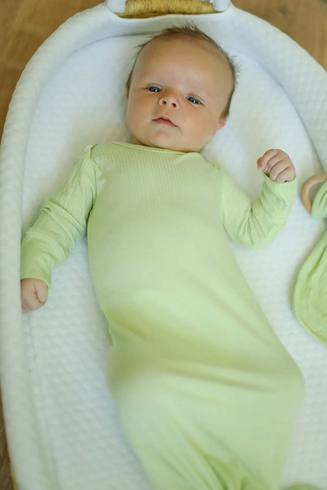 Keylime Ribbed Solid Bamboo Knotted Gown