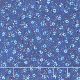 Kindred Canines - Paw Prints Royal Blue Metallic Yardage