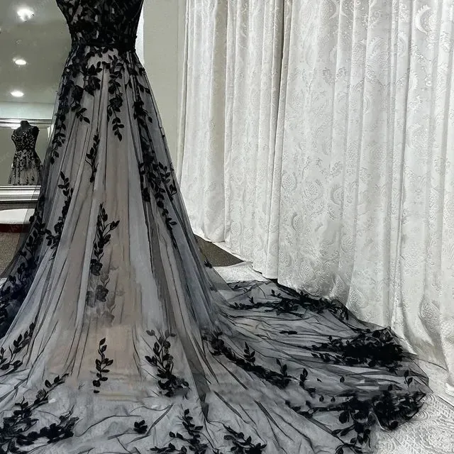 Leaf Applique/ Tulle Weddding Gown All Sizes/Colors
