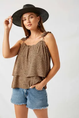 Leopard Pleated Strap Tank