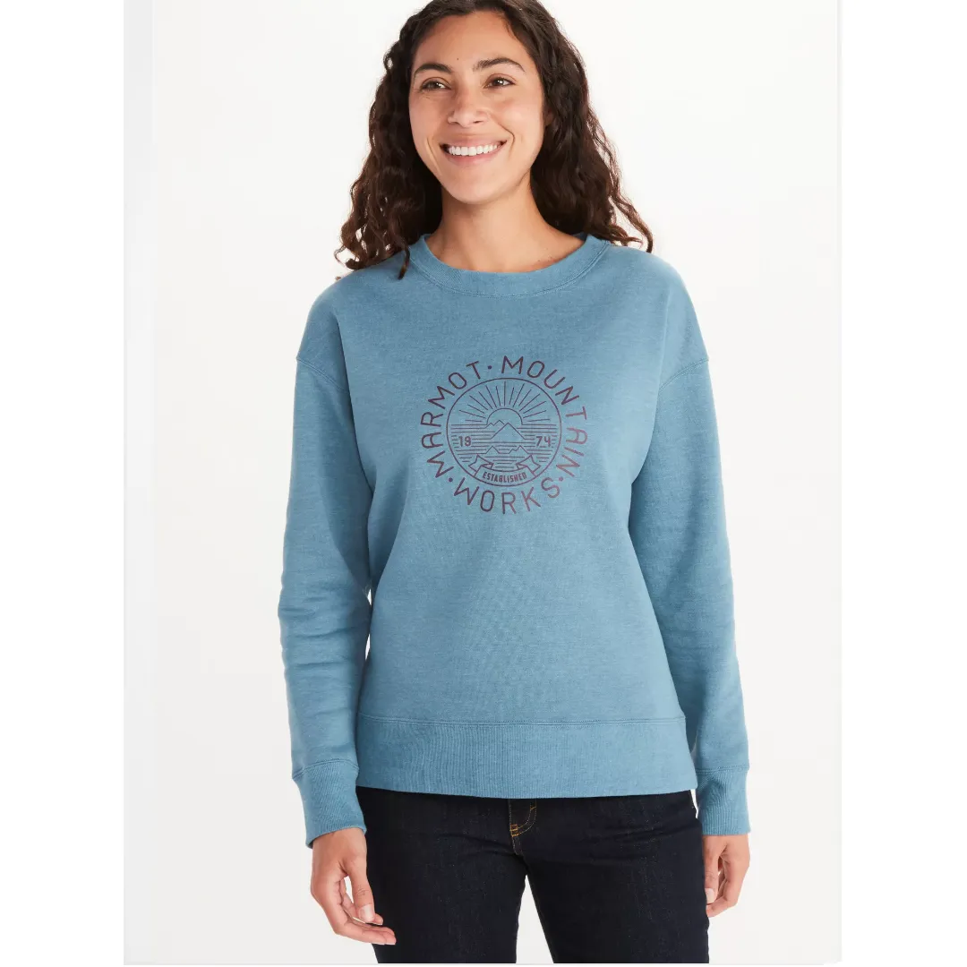 MARMOT WM'S MTN WORKS CN SWEATSHIRT MAGLIA AZZURRO FELPA
