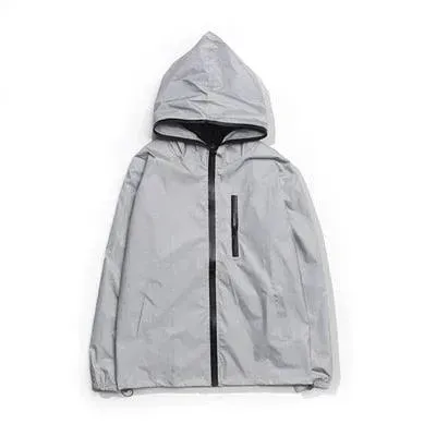 Mens Reflective Jacket - Reflective Waterproof Windbreaker for Dance, Hip Hop, and Outdoor Activities