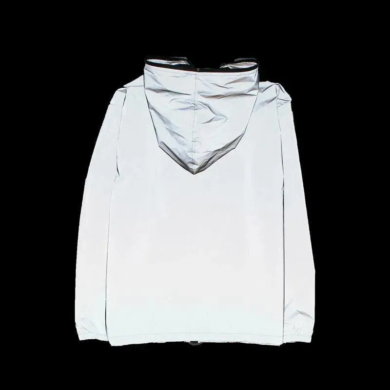 Mens Reflective Jacket - Reflective Waterproof Windbreaker for Dance, Hip Hop, and Outdoor Activities