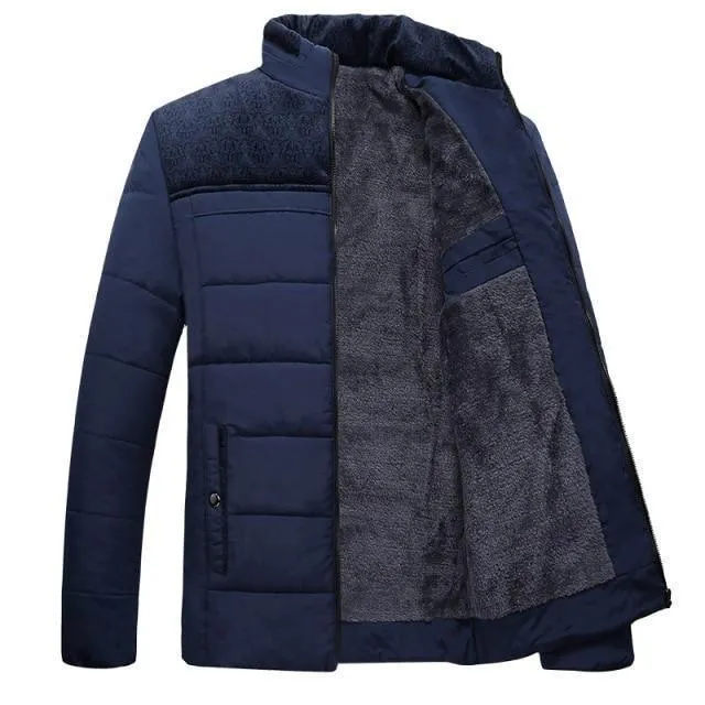 Men's Solid Color Casual Warm Windproof Jacket