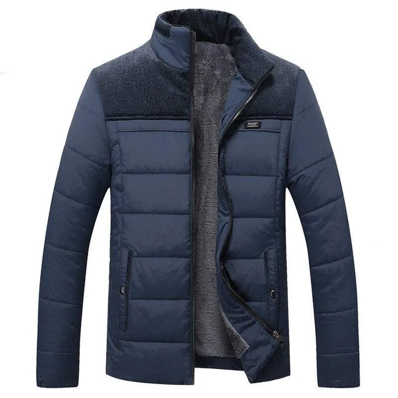 Men's Solid Color Casual Warm Windproof Jacket