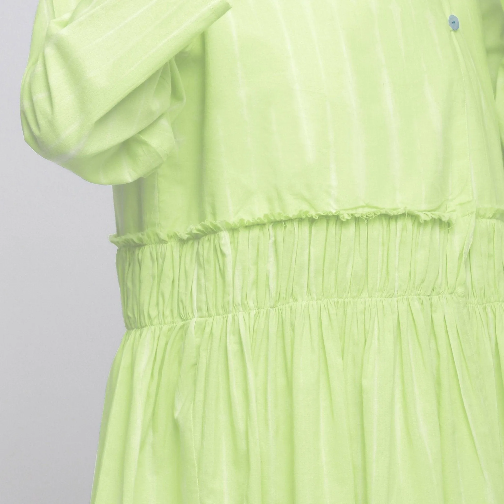 Mint Green Hand Tie-Dye Cotton Anti-Fit Asymmetrical Outerwear