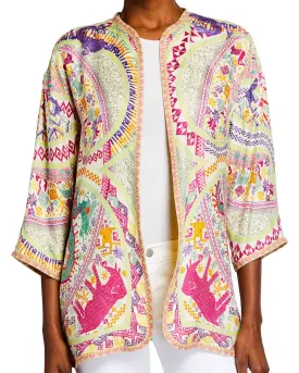 Multicolor Dragon Camicia Print Open Front Jacket