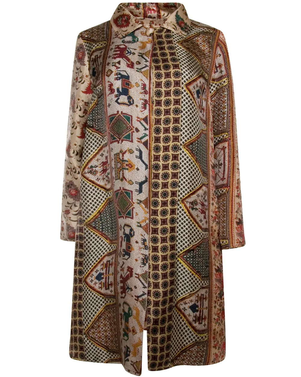 Multicolor Printed Silk Reversible Jacket