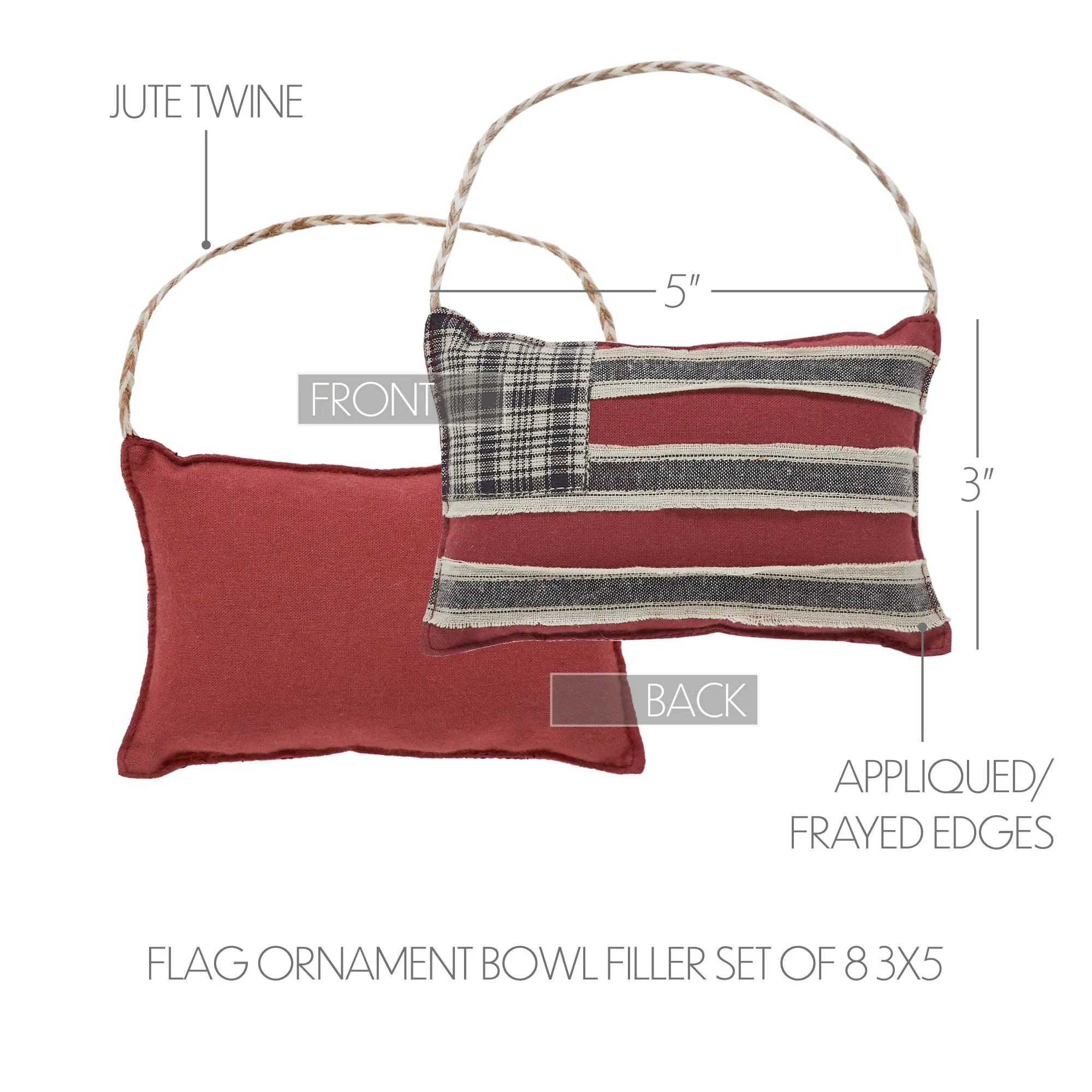 My Country Flag Ornament Bowl Filler Set of 8 3x5
