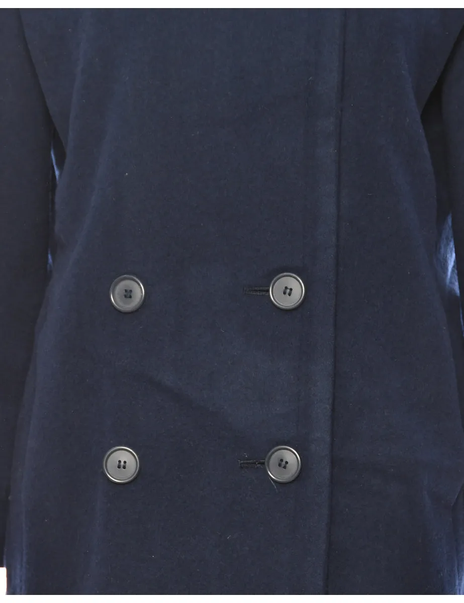 Navy London Fog Double-Breasted Coat - L