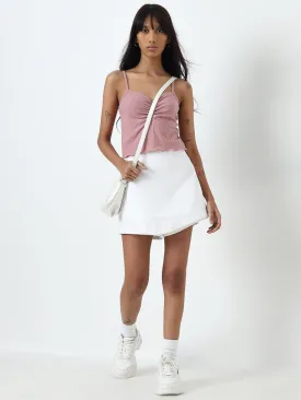Nuon White High-Rise Cotton-Blend Skorts