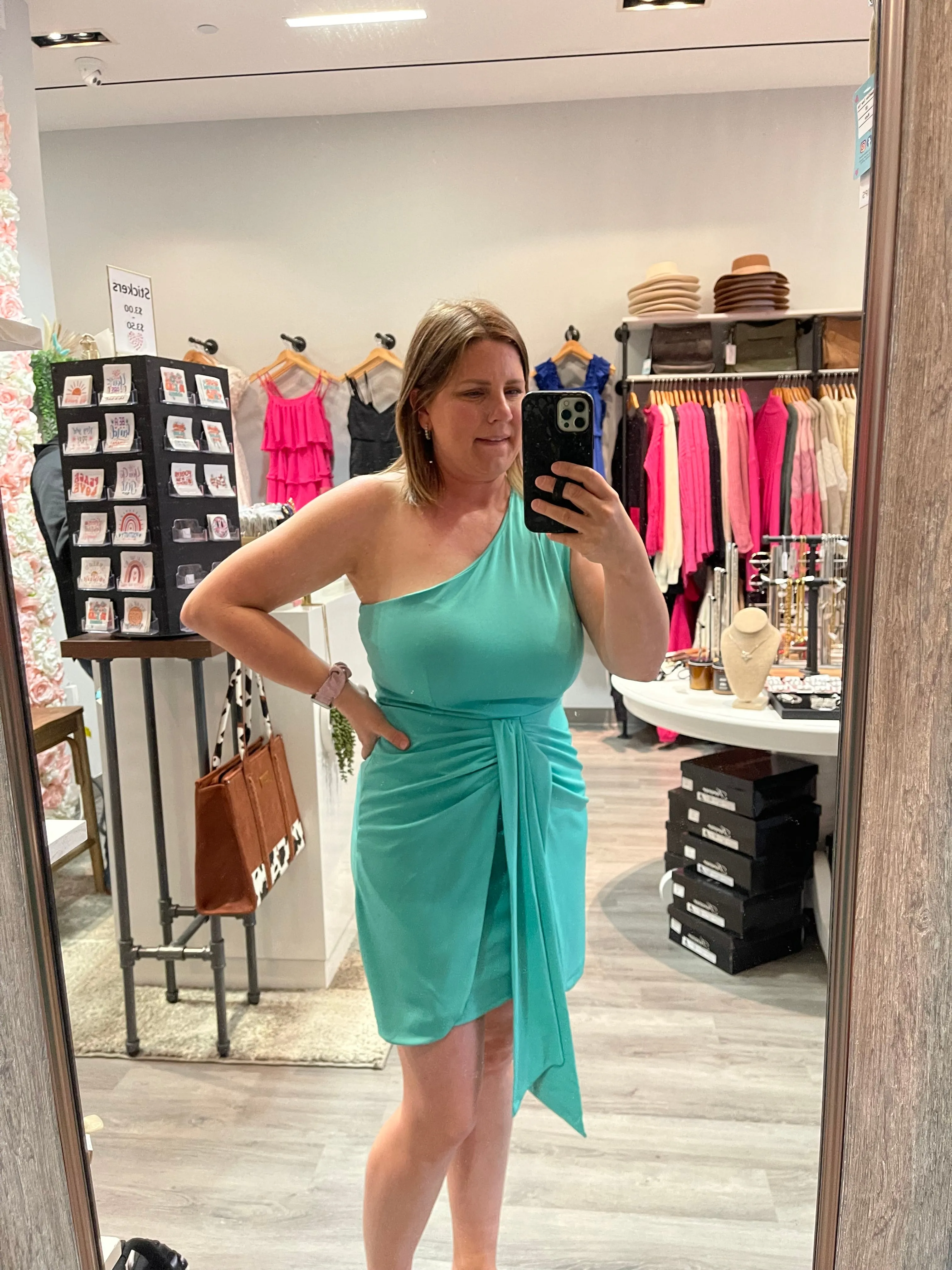 Paige Drape One Shoulder Cut Out Bodycon Dress Green