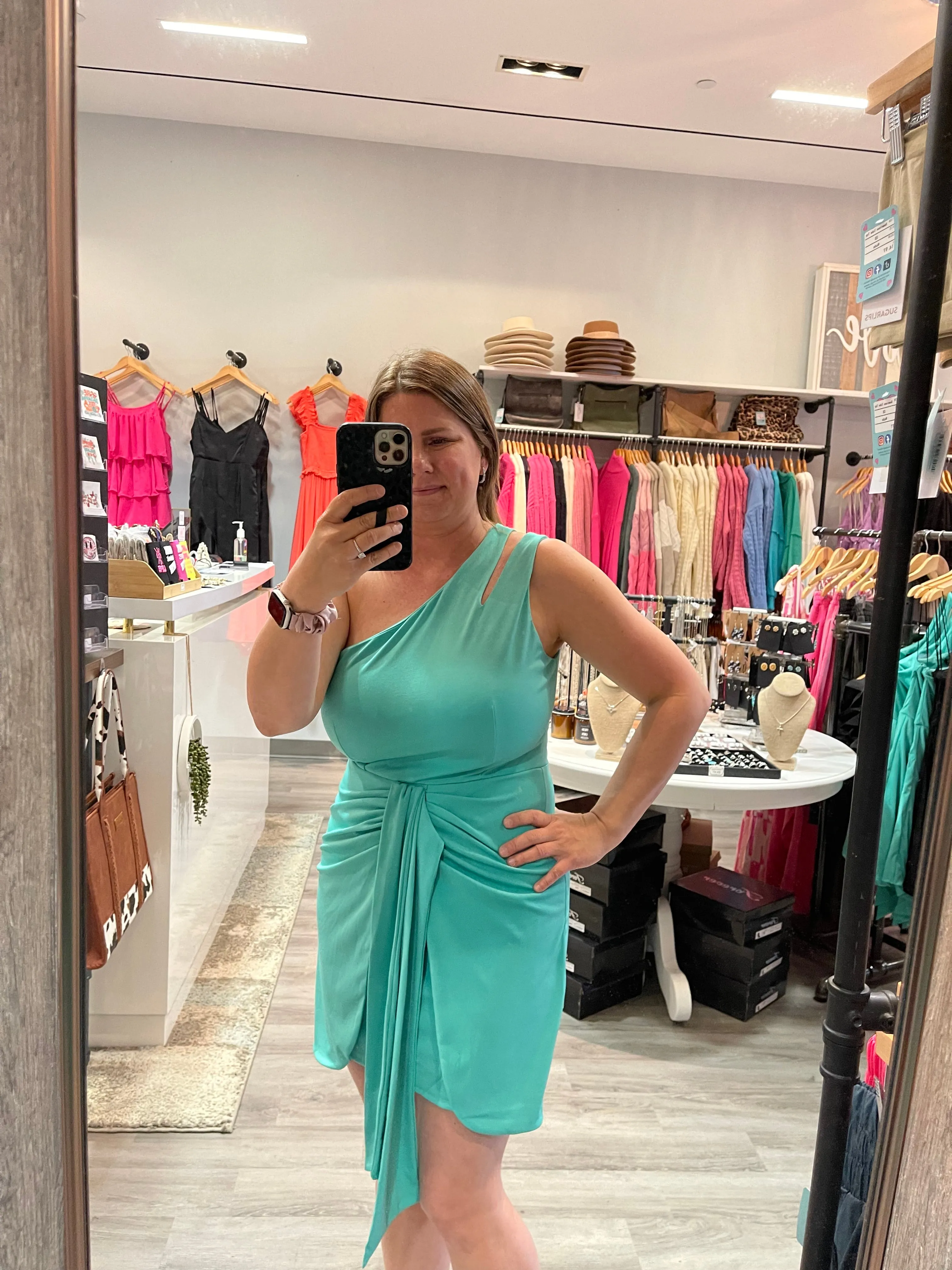 Paige Drape One Shoulder Cut Out Bodycon Dress Green